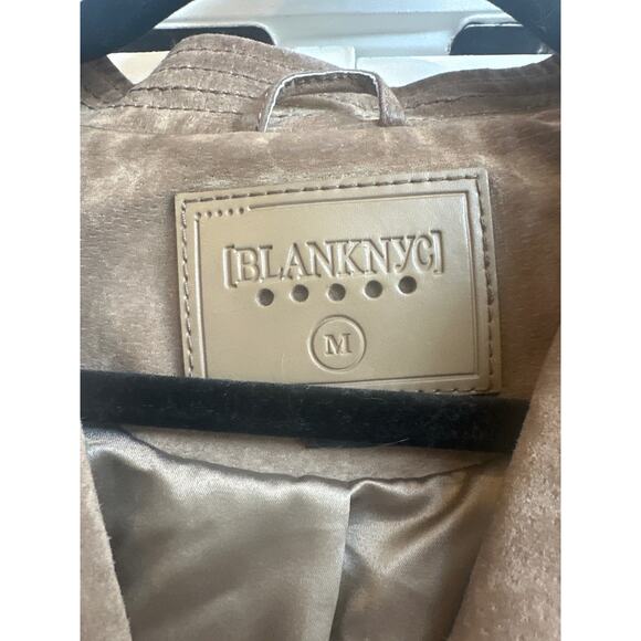 Blank NYC Size Medium 100% Leather Brown Suede-like Jacker with Zipper Pockets - Picture 2 of 6